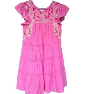 J. Marie Floral Embroidered Pink Dress Sz XS